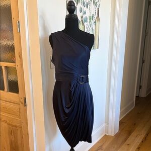 BCBGMaxAzria Navy One-Shoulder Dress